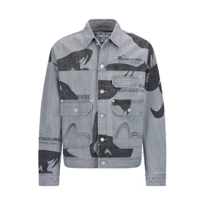 EVISU Solid Color Embroidered Denim Jacket 2ESGNM2DJ734FFCT