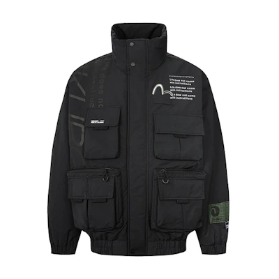 EVISU Solid Multi-Pocket Layered Bomber Jacket 2EAGNM2JK733OSPQ