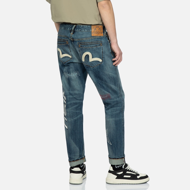 EVISU  Straight-Leg Washed Denim Jeans with Seagull Embroidery - Blue 2ESHTM3JE22817CT 圖 5