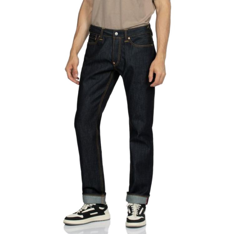 EVISU  Straight-Leg Zipper Jeans with Daruma Print in Blue 2EAHTM3JE105710CTINDW 圖 4