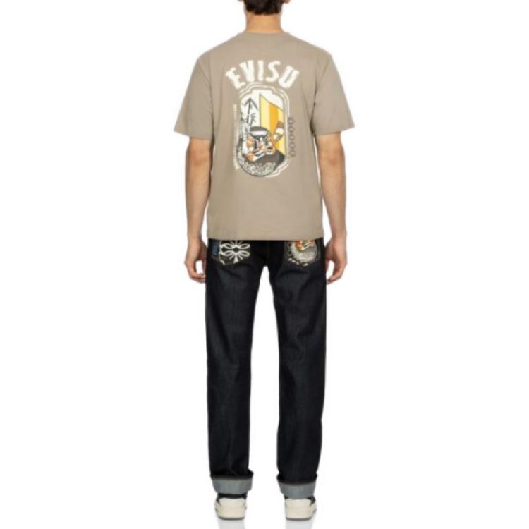 EVISU  Straight-Leg Zipper Jeans with Daruma Print in Blue 2EAHTM3JE105710CTINDW 圖 6