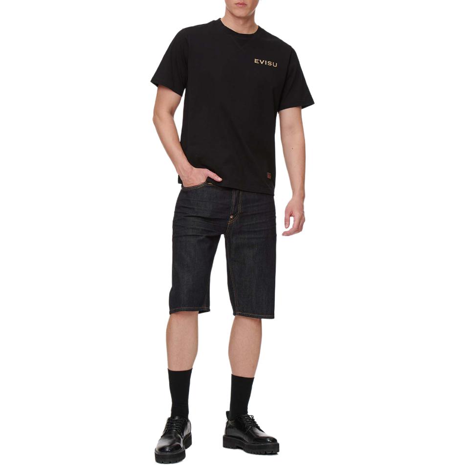 Shop Evisu Pantalones Cortos Vaqueros Rectos con Diseño de Parche Brocado Gull. 2ESHTM1DS203XX