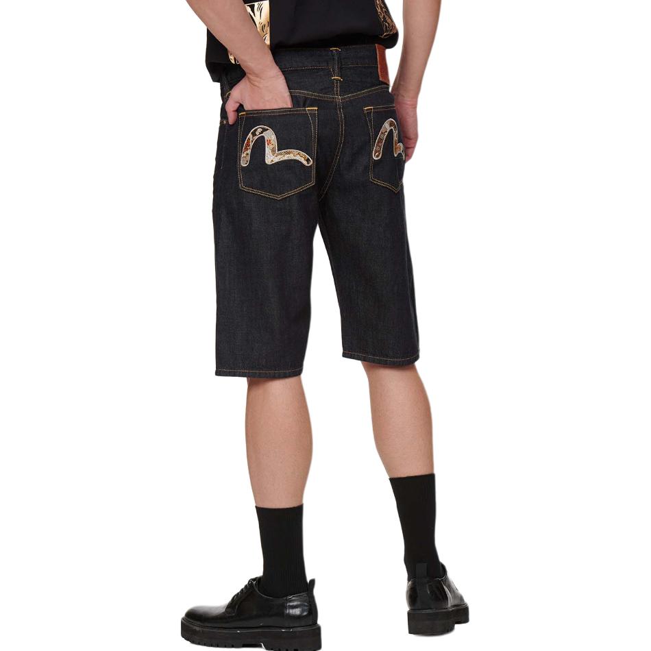 Sizing Evisu Pantalones Cortos Vaqueros Rectos con Diseño de Parche Brocado Gull. 2ESHTM1DS203XX