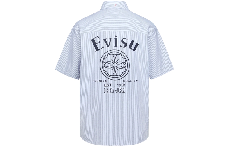 EVISU  Striped Short Sleeve Shirt with Logo Print 2ESHTM3SS135LFCP
