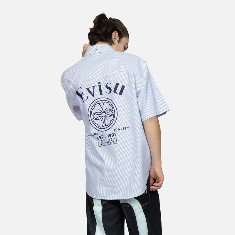 Purchase エヴィス ストライプロゴプリント半袖シャツ 2ESHTM3SS135LFCP