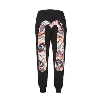 EVISU Sweatpants Black with Large M Logo Print 2EAHTM0SP417XX