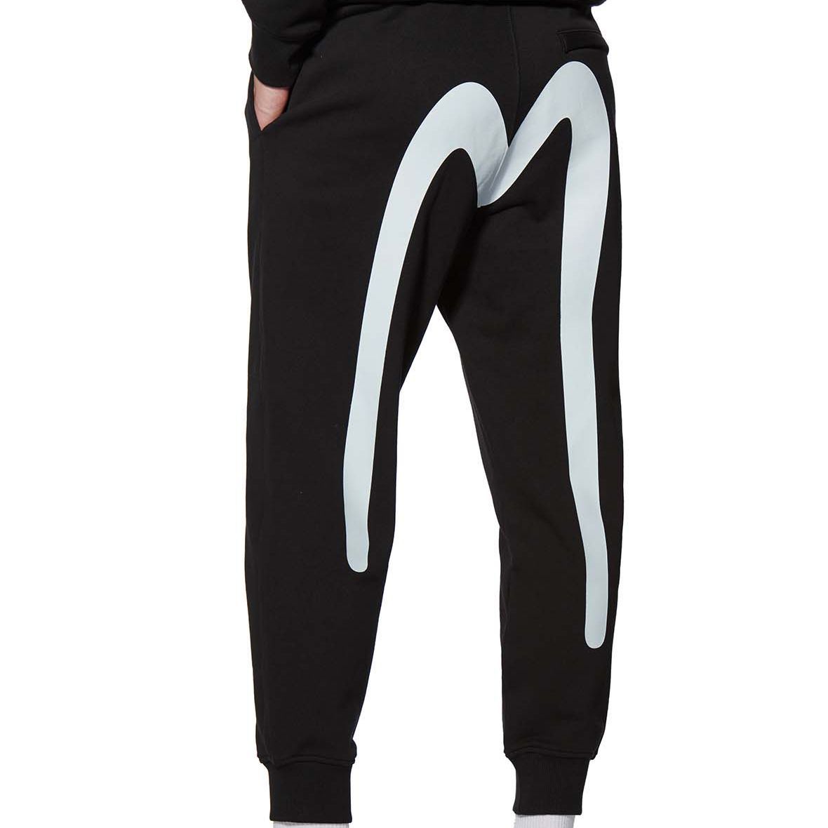 Cheap EVISU 運動褲 刷漆M標誌 黑色 2EAHTM0SP407XX