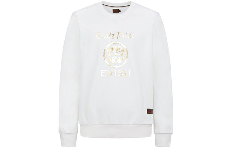 Shop EVISU 金色Logo大M印花長袖休閒上衣 2EAHTM0SW324XX