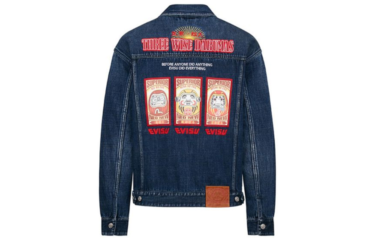 EVISU  Triple Daruma Graphic Embroidered Denim Jacket in Blue. 2EAHTM0DJ216LF 圖 2