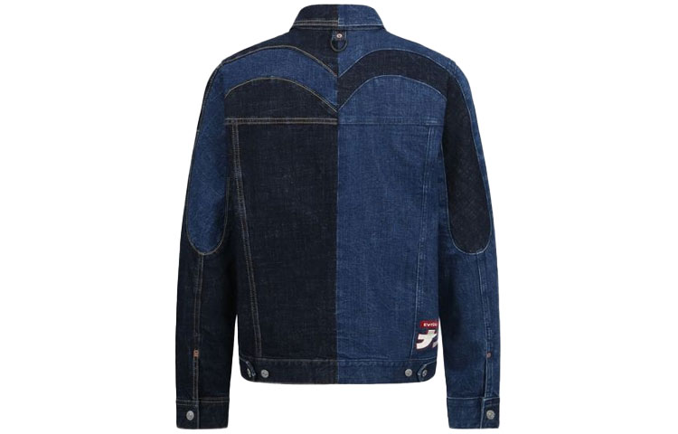 EVISU  Two-Tone Denim Jacket with Logo Print and Big M Patch - Blue 2EAHTM1DJ797XXCS 圖 3