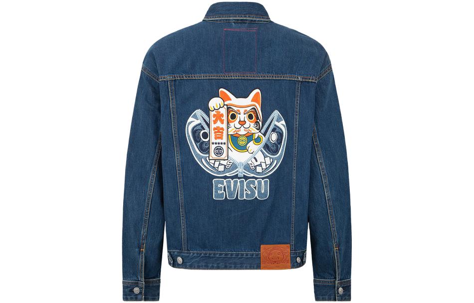 EVISU  Washed Denim Jacket with Graphic Print in Blue. 2EAHTM2DJ713LFCT 圖 2