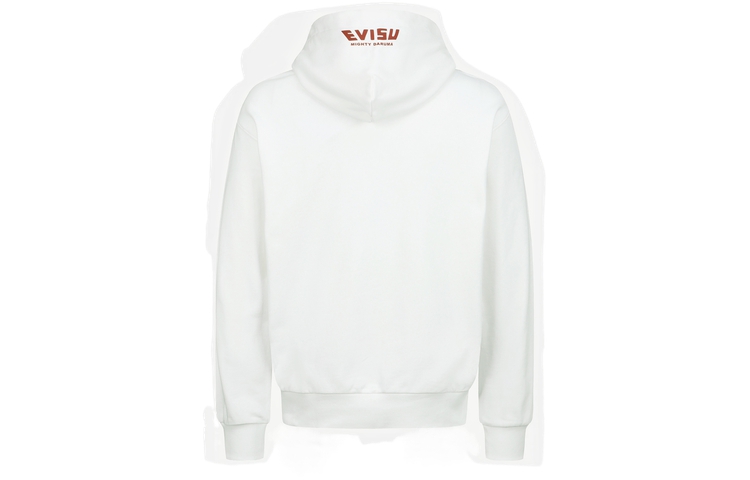 Lookbook EVISU 白色連帽衫 與太鼓達摩刺繡及標誌印花款式。 2ESHTM3SW377RXCT