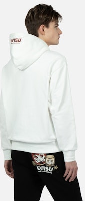 EVISU 白色連帽衫 與太鼓達摩刺繡及標誌印花款式。 2ESHTM3SW377RXCT Purchase EVISU 白色連帽衫 與太鼓達摩刺繡及標誌印花款式。 2ESHTM3SW377RXCT