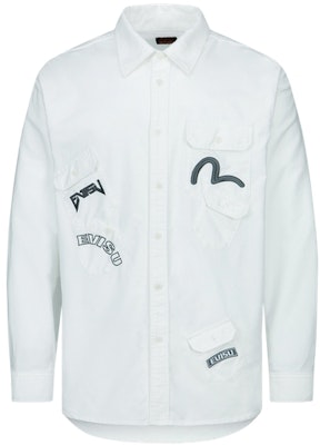 Camiseta blanca de manga larga EVISU con logo gaviota bordado en el bolsillo. 2ESHTM3SL184RXCT Order Camiseta blanca de manga larga EVISU con logo gaviota bordado en el bolsillo. 2ESHTM3SL184RXCT