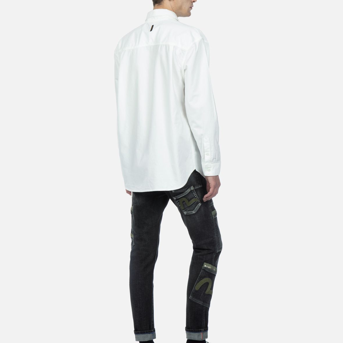 Details for Camiseta blanca de manga larga EVISU con logo gaviota bordado en el bolsillo. 2ESHTM3SL184RXCT