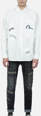 Camiseta blanca de manga larga EVISU con logo gaviota bordado en el bolsillo. 2ESHTM3SL184RXCT Sizing Camiseta blanca de manga larga EVISU con logo gaviota bordado en el bolsillo. 2ESHTM3SL184RXCT