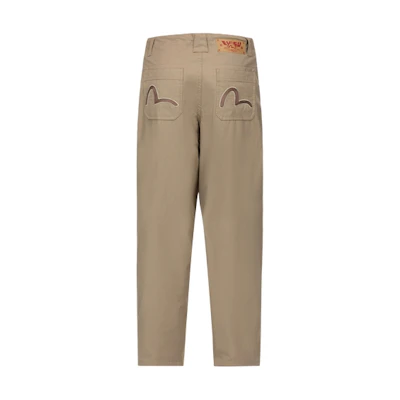 EVISU Wide-Leg Casual Pants with Seagull Embroidery 2ESHTM4PT7041BGCT