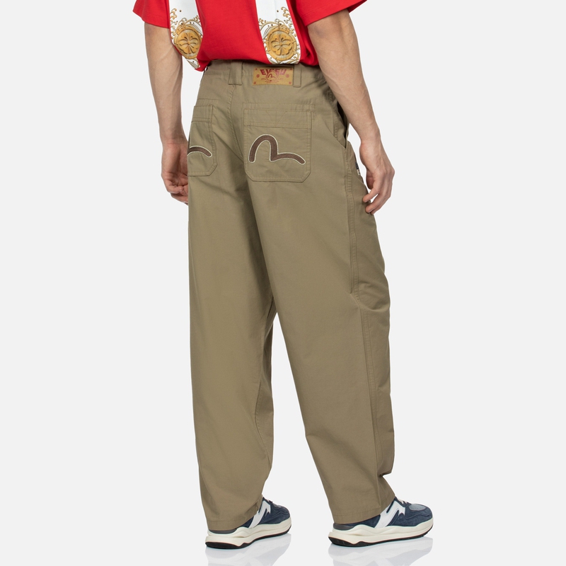 Cheap EVISU 海鷗刺繡寬版休閒長褲 2ESHTM4PT7041BGCT