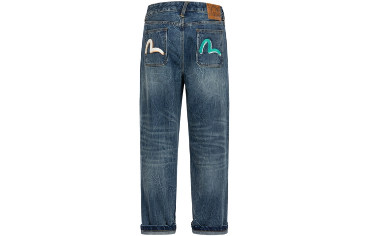 EVISU  Wide-Leg Jeans with Seagull Print & Embroidery in Denim Blue. 2ESHTM4JE8021RXDN 圖 2