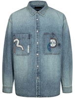 EVISU Wide Denim Shirt with Hand-Stitched Details and Multi-Print Design 2ESHTM4DL8012LFDN EVISU Wide Denim Shirt with Hand-Stitched Details and Multi-Print Design 2ESHTM4DL8012LFDN