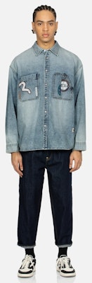 EVISU Kemeja Denim Lebar dengan Jahitan Tangan dan Reka Bentuk Multi-Cetakan 2ESHTM4DL8012LFDN Details for EVISU Kemeja Denim Lebar dengan Jahitan Tangan dan Reka Bentuk Multi-Cetakan 2ESHTM4DL8012LFDN