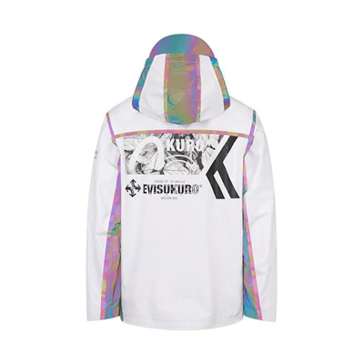 EVISU Windbreaker Jacket White with Reflective Iridescent Patchwork. 2EAGNM0JK733SL