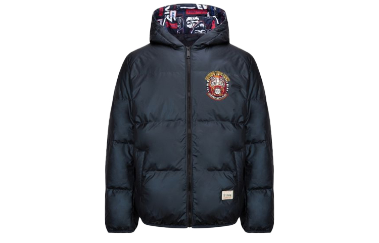 EVISU  Winter Black Down Jacket with Daruma Embroidery Hoodie. 2EAHTM1NJ723RXPL 圖 2