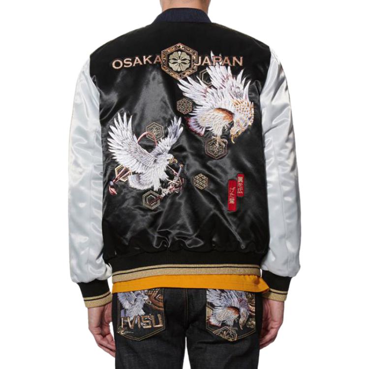 Purchase EVISU AW20 黑色夾克，雙海鷗與花卉刺繡細節. 2EAHTM0JK708XXNYBK