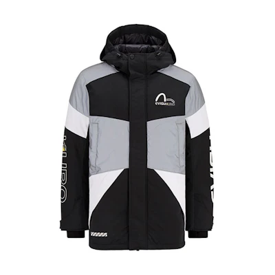 EVISU AW20 Seagull Logo Colorblock Mid-Length Winter Cotton Jacket 2EAGNM0NC773ML