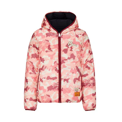 EVISU AW20 Reversible Camo Buddha Hooded Down Jacket Unisex Black/Multi-Color. 2EAHTW0NJ737XX