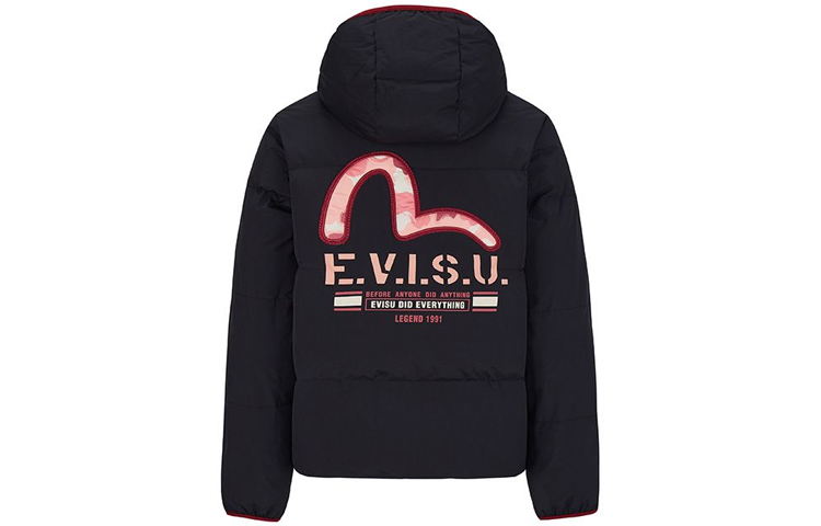 EVISU AW20 Reversible Camo Buddha Hooded Down Jacket Unisex Black/Multi-Color. 2EAHTW0NJ737XX 圖 5