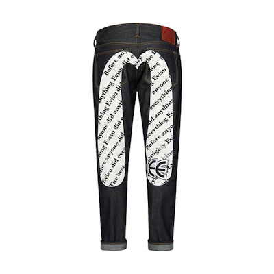 EVISU AW20 Slogan Big M Print Jeans - Denim Blue 2EAHTM0JE90417
