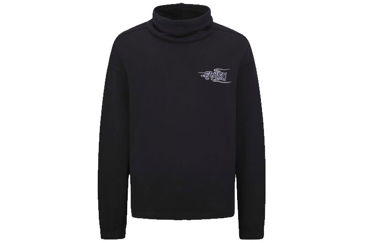 EVISU AW21 Black Sweatshirt with Logo Embroidery & Floral Print 2EAHTM1SW350FFCT
