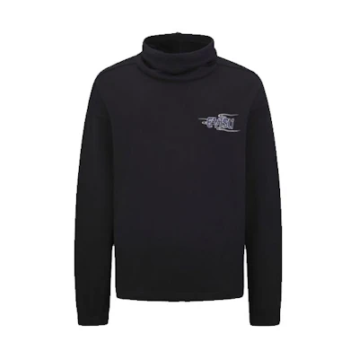 EVISU AW21 Black Sweatshirt with Logo Embroidery & Floral Print 2EAHTM1SW350FFCT