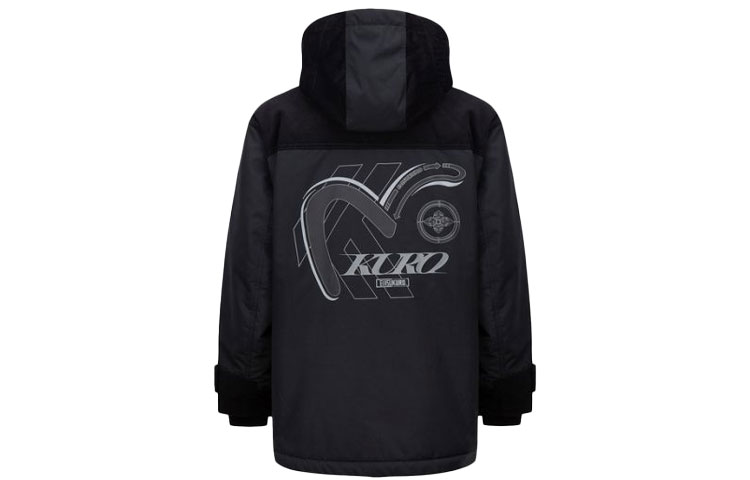 Lookbook 에비수 AW21 로고 프린트 패치워크 후드 자켓 남성 블랙 2EAGNM1CT767LFPQ