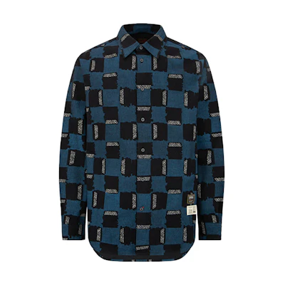 EVISU AW22 Multicolor Checkered Logo Long Sleeve Shirt. 2EAHTM2SL157RXDN