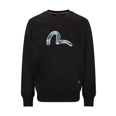 EVISU AW22 Small Seagull Embroidered Pullover Sweatshirt. 2EAHTM2SW322RXCT