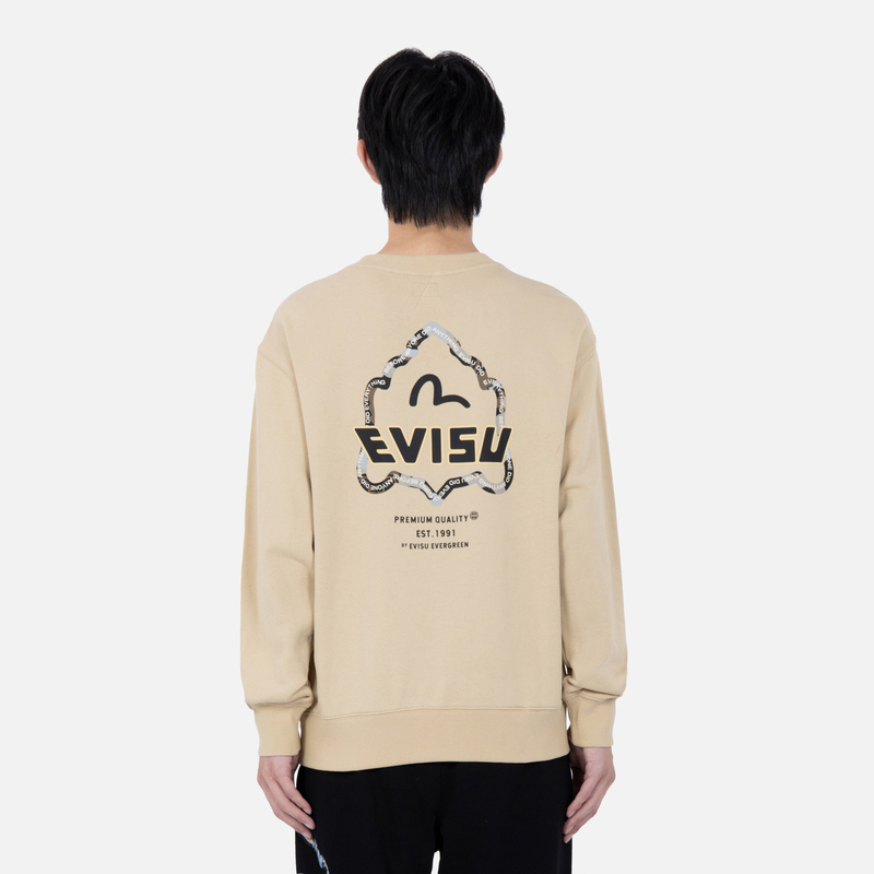 Purchase EVISU AW22 Buddha Head Printed Pullover Crewneck Sweatshirt 2EAHTM2SW318RXCT