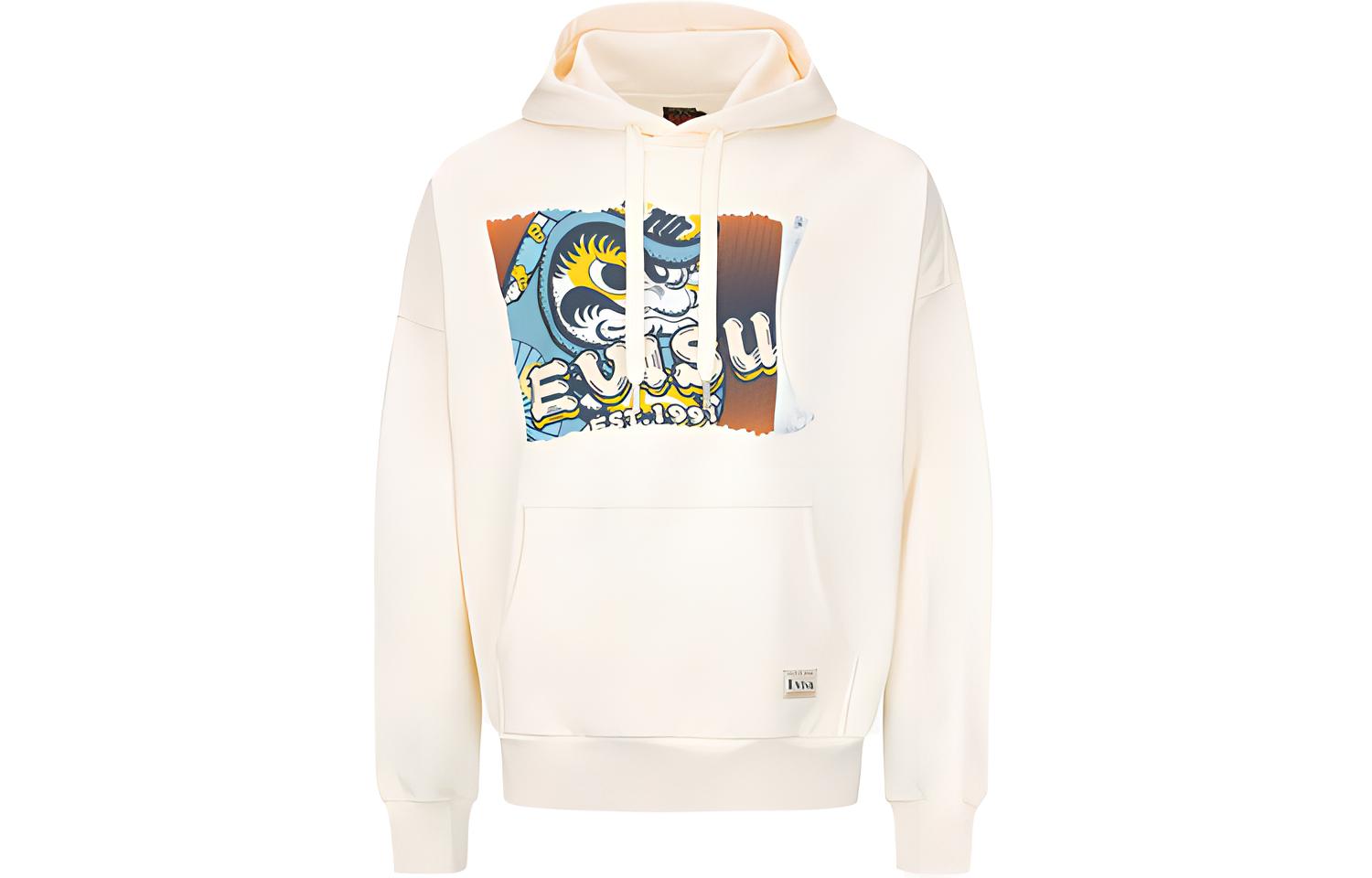 EVISU AW22 Daruma Poster Graphic Hoodie Off-White 2EAHTM2SW333LFCT