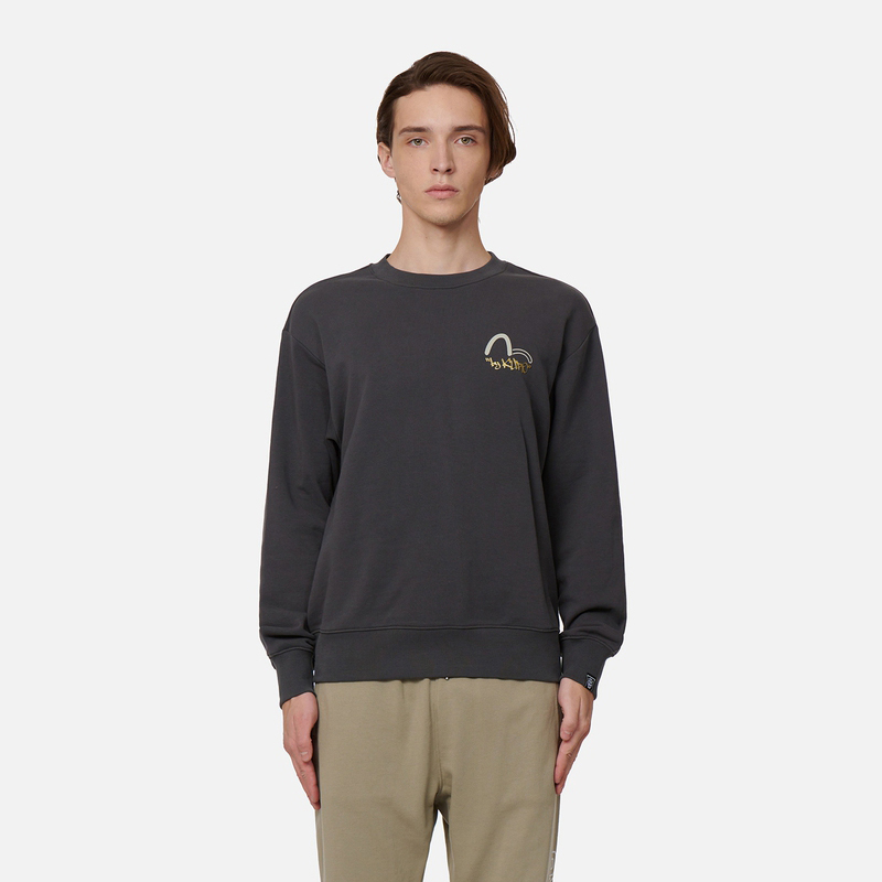 Cheap EVISU 男款 AW22 塗鴉標志與花卉印花長袖衛衣。 2EAGNM2SW436RXCT