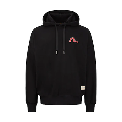 EVISU AW22 Lucky Cat Hide-and-Seek Graphic Hoodie Black () 2EAHTM2SW319LFCT