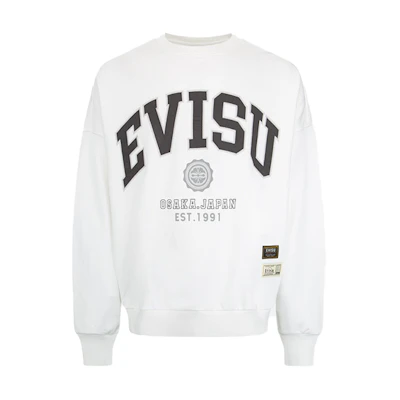 EVISU AW22 Retro Logo Print Loose Pullover Sweatshirt Unisex 2EAHTM2SW340OSCT