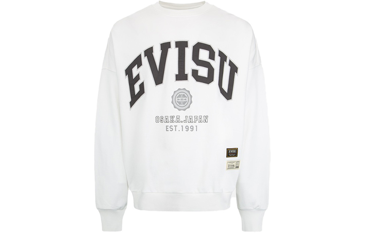 Shop EVISU AW22 复古标志印花宽松款男女同款卫衣 2EAHTM2SW340OSCT