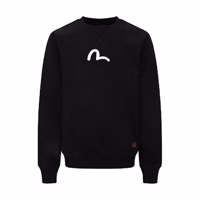 EVISU AW22 Small Seagull Print Black Pullover Sweatshirt Unisex 0ELBSM0SW322XXCT
