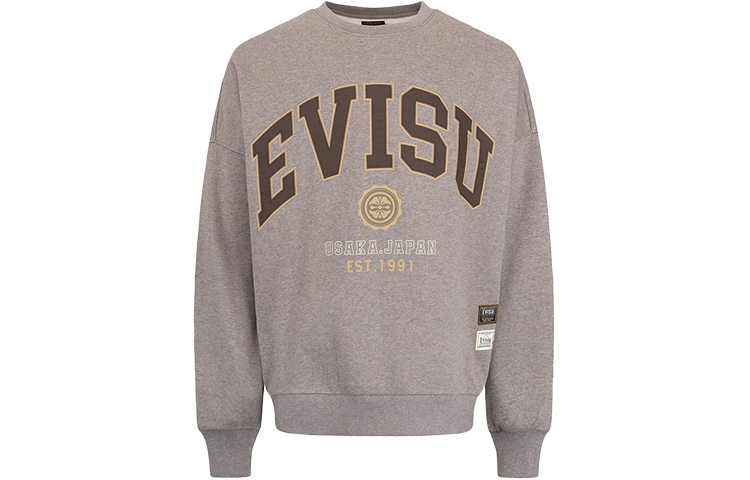 EVISU AW22 Vintage Logo Loose Fit Pullover Sweatshirt Unisex Charcoal 2EAHTM2SW341OSCT