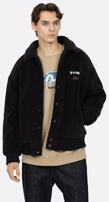 EVISU AW23 Chaqueta Negra Oversized con Parche Grande M Patchwork 2EAHTM3JK7013LFSH Shop EVISU AW23 Chaqueta Negra Oversized con Parche Grande M Patchwork 2EAHTM3JK7013LFSH