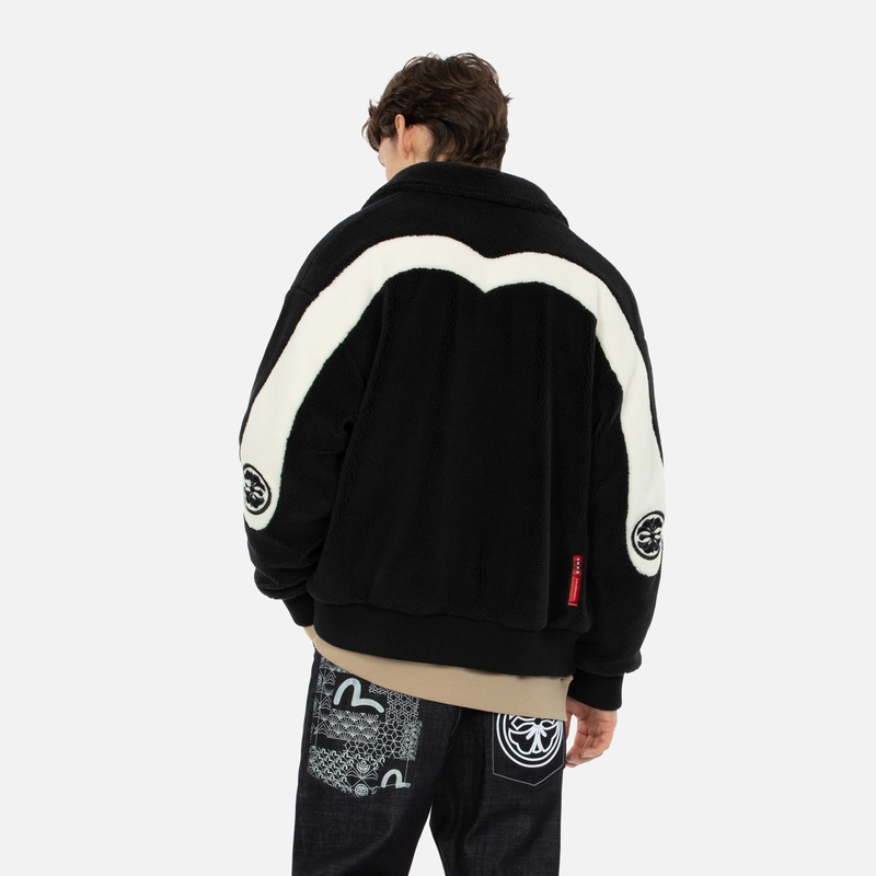 Purchase EVISU AW23 Chaqueta Negra Oversized con Parche Grande M Patchwork 2EAHTM3JK7013LFSH