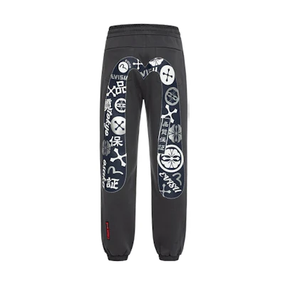 EVISU AW23 Big M Print Casual Sweatpants with All-Over Element Design. 2EAHTM3SP7072STCN