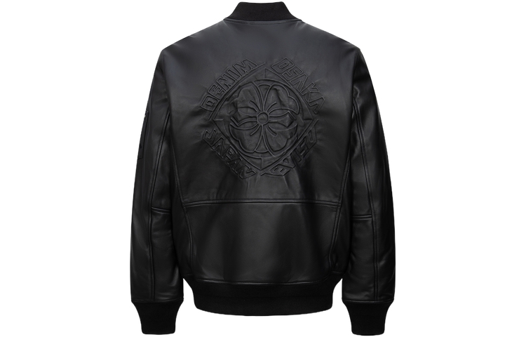 Lookbook 에비수 AW23 블랙 엠보 가죽 와이드핏 봄버 재킷. 2EAHTM3LJ1022RXLQ