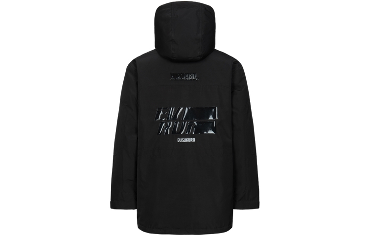 EVISU AW23  Black Hooded Down Jacket with Logo Print Regular Fit 2EAGNM3NJ5005XXPL